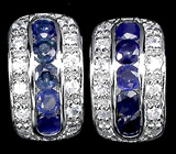 Эффектные серьги с синими сапфирами Серебро 925