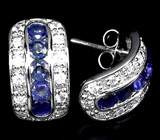 Эффектные серьги с синими сапфирами Серебро 925