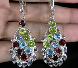 Серьги из коллекции «MultiStone» с самоцветами Серебро 925