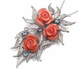 Подвеска из коллекции «Иллюзия» с кораллом и самоцветами Серебро 925