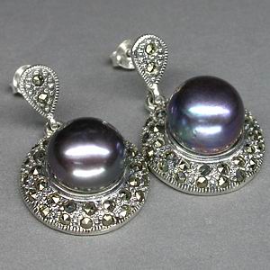 Серьги с жемчугом и марказитами