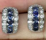 Эффектные серьги с синими сапфирами Серебро 925