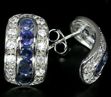 Эффектные серьги с синими сапфирами Серебро 925