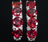 Серьги с яркими гранатами Серебро 925