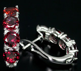 Серьги с яркими гранатами Серебро 925