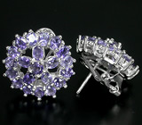 Роскошные серьги с иолитами Серебро 925