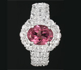Кольцо с пурпурно-розовым турмалином Серебро 925