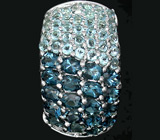 Кольцо с голубыми топазами разных оттенков Серебро 925
