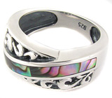 Оригинальное кольцо с радужным абалоном Серебро 925