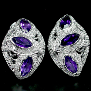 Эффектные серьги с уругвайскими аметистами