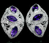 Эффектные серьги с уругвайскими аметистами Серебро 925