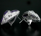 Эффектные серьги с уругвайскими аметистами Серебро 925