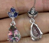 Серьги с мистическими топазами и сапфирами Серебро 925