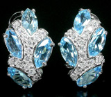 Великолепные серьги с голубыми топазами Серебро 925