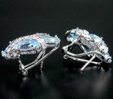 Великолепные серьги с голубыми топазами Серебро 925