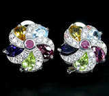 Чудесные серьги с самоцветами Серебро 925