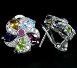 Чудесные серьги с самоцветами Серебро 925