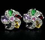 Чудесные серьги с самоцветами Серебро 925