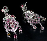 Серьги из коллекции «MultiStone» с турмалинами и сапфирами Серебро 925