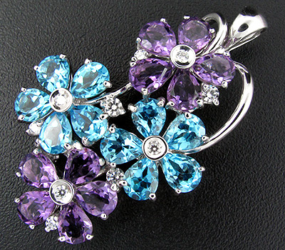 Кулон из коллекции «Sunshine» с аметистами и топазами