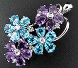 Кулон из коллекции «Sunshine» с аметистами и топазами Серебро 925