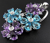 Кулон из коллекции «Sunshine» с аметистами и топазами Серебро 925