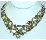 Комплект с яркими цитринами и медовым янтарем Серебро 925