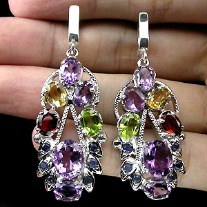 Серьги из коллекции «MultiStone» с самоцветами