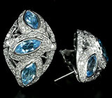 Эффектные серьги с голубыми топазами Серебро 925