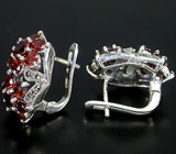 Симпатичные серьги с гранатами Серебро 925