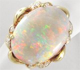Кольцо с solid опалом 10+ карат и бриллиантами Золото