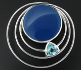 Кулон из коллекции «Ocean Dreams» с синим агатом и топазом Серебро 925