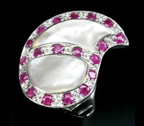 Оригинальное кольцо с рубинами и перламутром Серебро 925