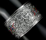 Чеканный браслет с цветной эмалью Серебро 925