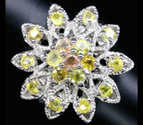 Кольцо-цветок с желтыми сапфирами Серебро 925
