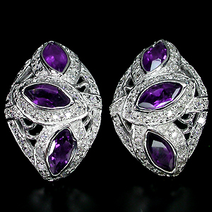 Эффектные серьги с уругвайскими аметистами