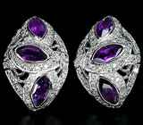 Эффектные серьги с уругвайскими аметистами Серебро 925
