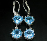 Серьги с голубыми топазами Серебро 925