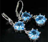 Серьги с голубыми топазами Серебро 925