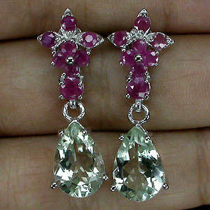 Серьги с зелеными аметистами