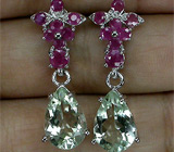 Серьги с зелеными аметистами Серебро 925