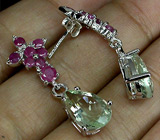 Серьги с зелеными аметистами Серебро 925