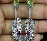 Серьги из коллекции «MultiStone» с самоцветами Серебро 925