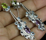 Серьги из коллекции «MultiStone» с самоцветами Серебро 925