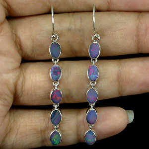 Серьги с дублет опалами