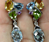 Замечательные серьги с самоцветами Серебро 925