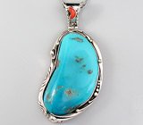 Кулон в стиле «Navajo» с крупной бирюзой Серебро 925