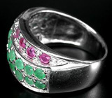 Комплект (кольцо + серьги) с изумрудами и рубинами Серебро 925