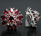 Превосходные клипсы с гранатами Серебро 925