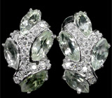 Замечательные серьги с зелеными аметистами Серебро 925